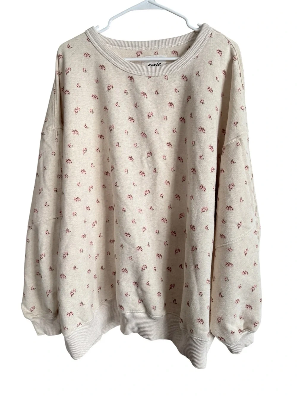 Aerie Cream Floral Print Crew Neck Sweatshirt - Picture 2 of 5